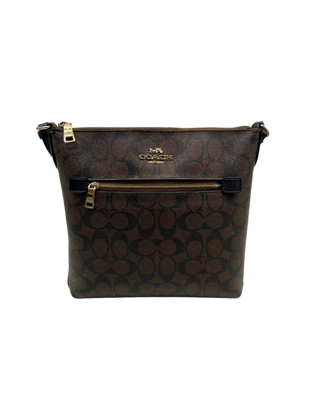 Coach Brown Signature Canvas Rowan File Bag C1554